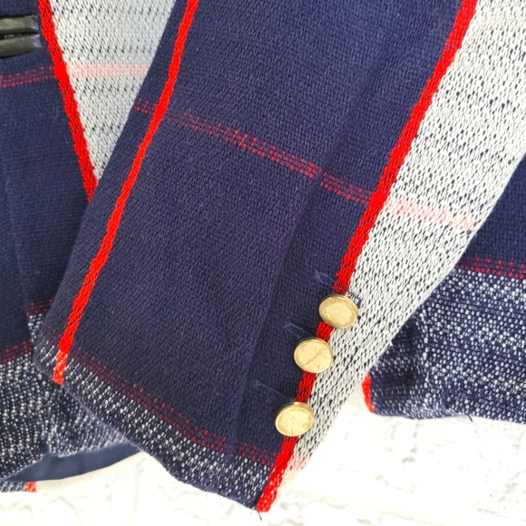 Navy, Red & White Blazer, Zip Front, Gold Buttons - Picture 5 of 8